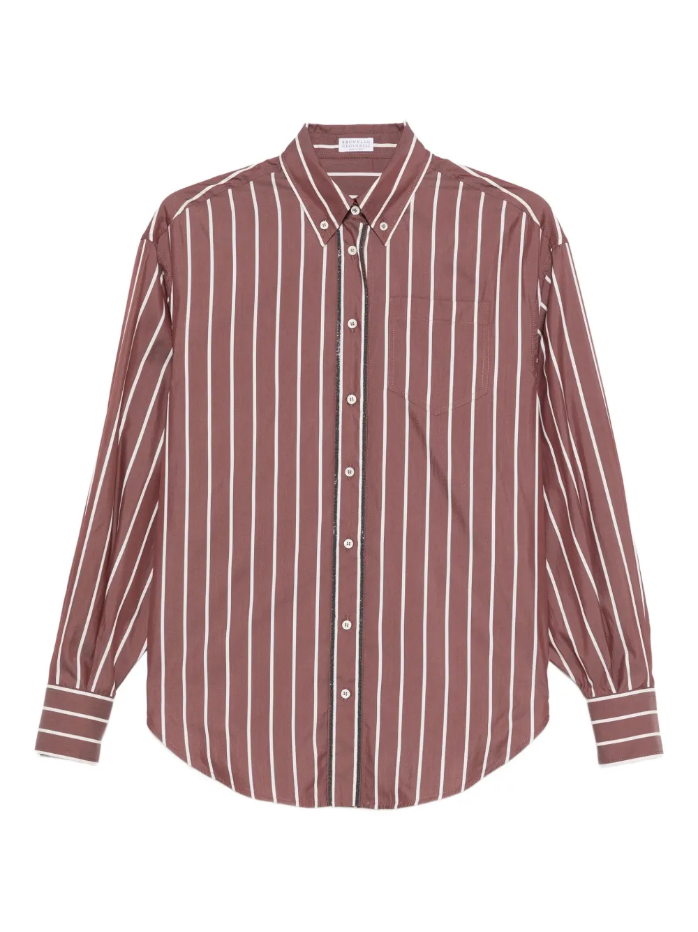Brunello Cucinelli Striped Button-fastening Shirt In Brown