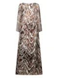 Pierre-Louis Mascia houndstooth-pattern animal-print maxi dress - Neutrals