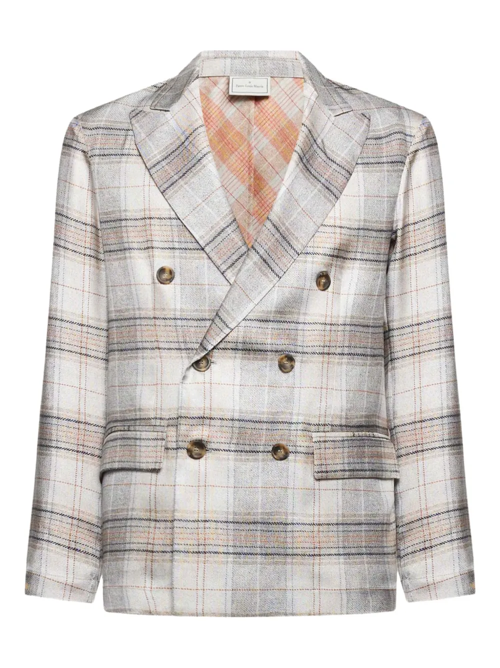 Pierre-Louis Mascia double-breasted checked blazer | Neutrals | Image 1