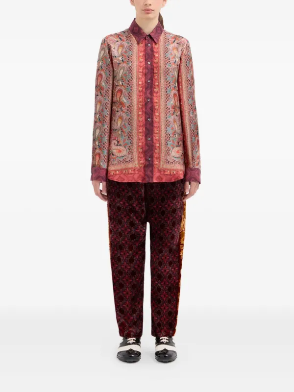 Pierre-Louis Mascia オープンカラーシャツ　総柄　シルクシャツ Pierre-Louis Mascia paisley-print Silk Shirt | Red | FARFETCH