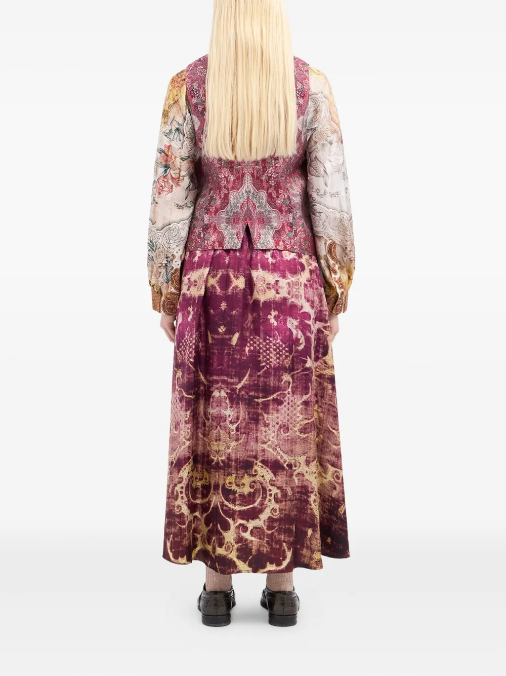 Pierre-louis Mascia Paisley-print Buttoned Vest In Burgundy