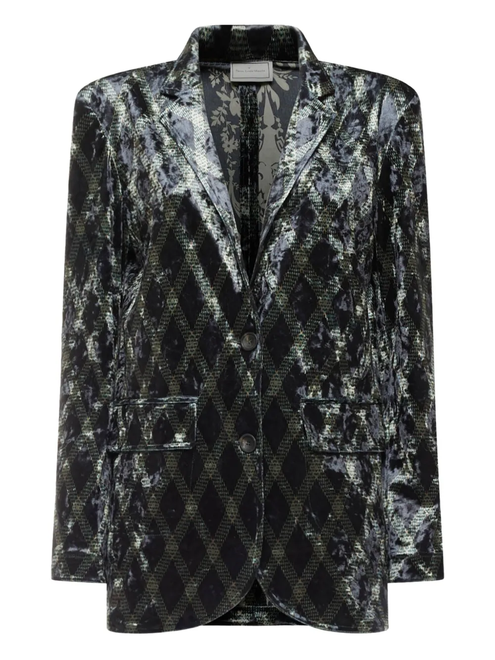 Pierre-Louis Mascia diamond-pattern velvet blazer | Black | Image 1