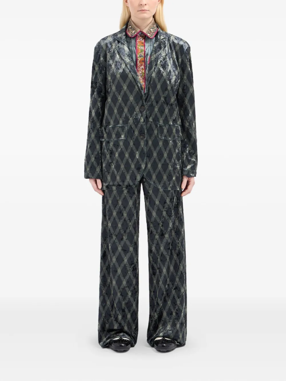 Pierre-Louis Mascia diamond-pattern velvet blazer | Blazers | Image 2