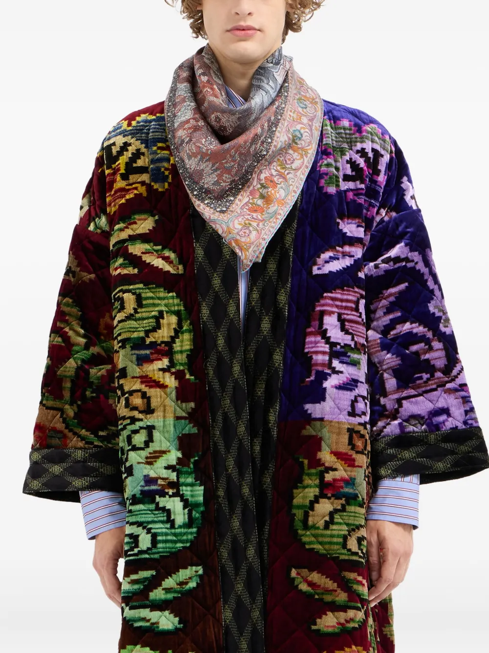 Pierre-louis Mascia Geometric-pattern Scarf In Brown