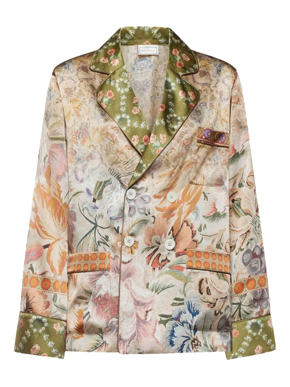 Pierre-louis Mascia Floral-print Double-breasted Jacket In Multi