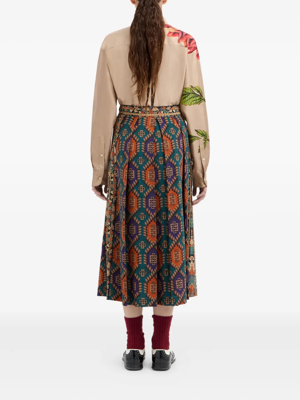 Pierre-louis Mascia Virgin Wool Pleated Skirt In Multi