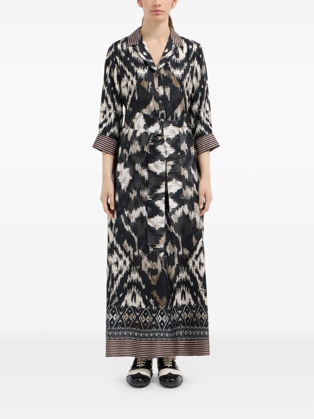 Pierre-Louis Mascia Maxi blousejurk met geometrisch patroon - Zwart
