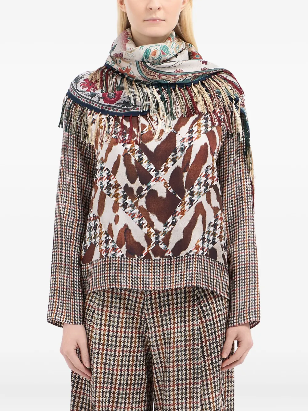 Pierre-louis Mascia Floral-pattern Fringed-edges Scarf In Multi