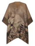 Pierre-Louis Mascia landscape-print poncho coat - Brown
