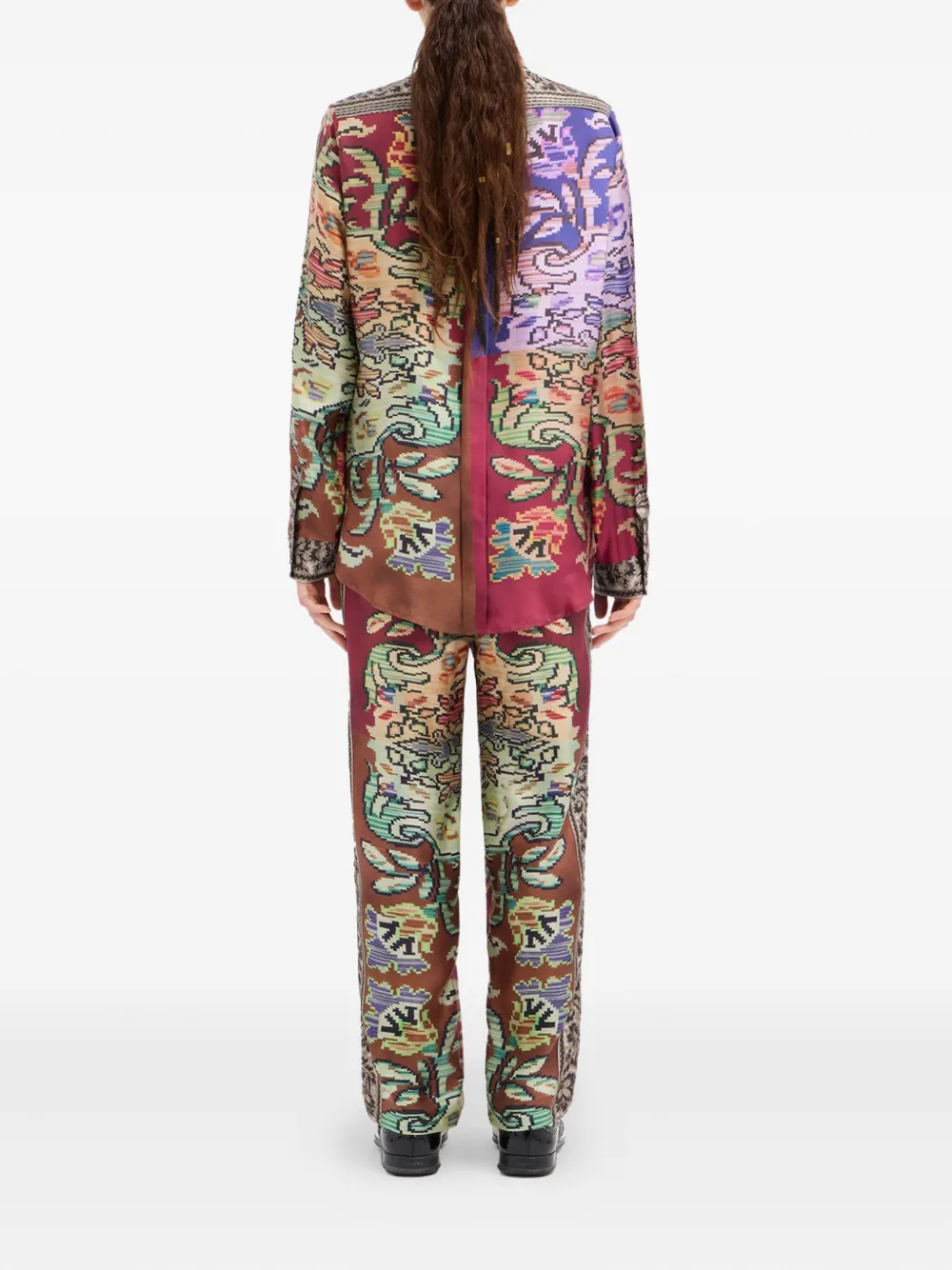 Pierre-louis Mascia Long-sleeve Silk Shirt In Multi