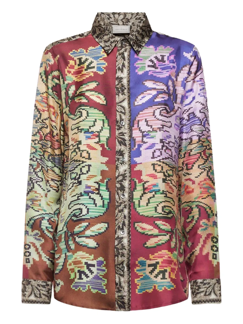 Pierre-Louis Mascia long-sleeve silk shirt | Red | Image 1