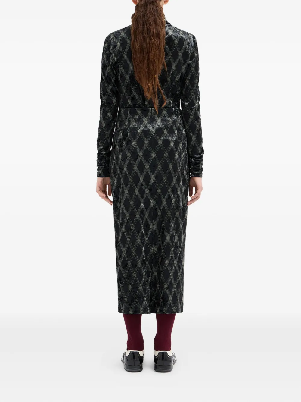 Pierre-louis Mascia Diamond-pattern Midi Skirt In Black