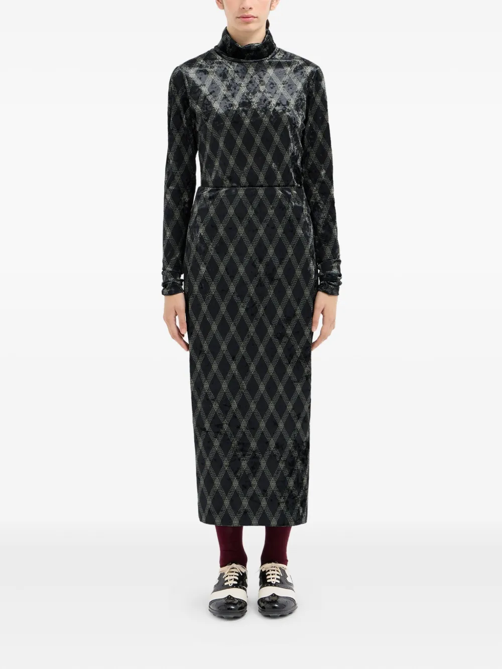 Pierre-Louis Mascia Midi-rok met diamantpatroon - Zwart
