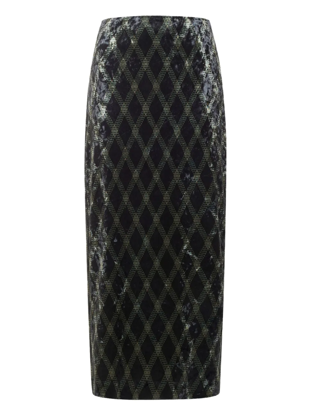 Pierre-louis Mascia Diamond-pattern Midi Skirt In Black