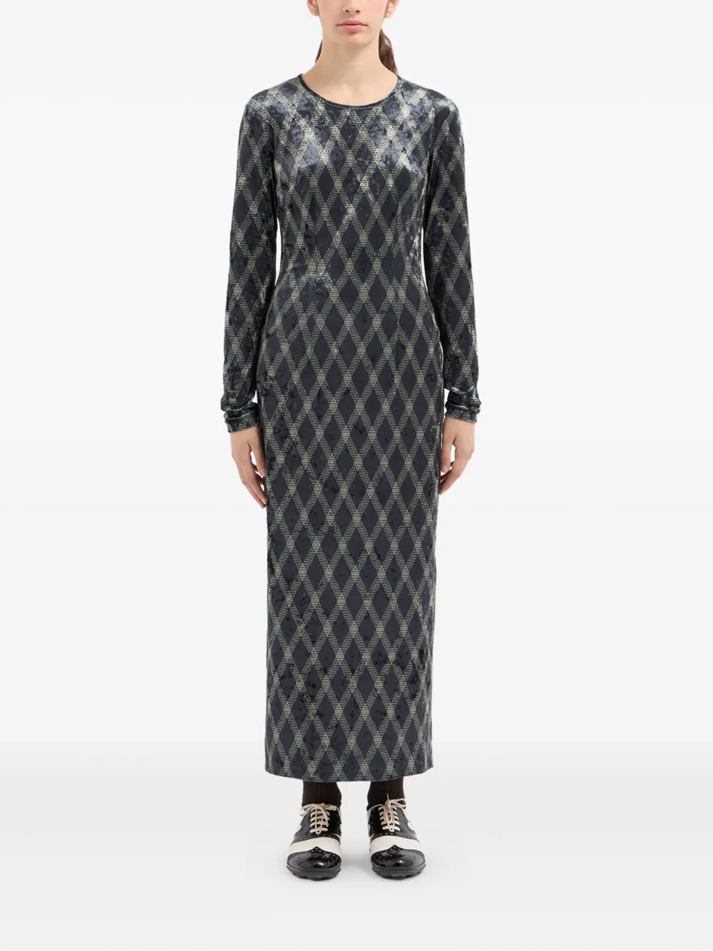 Pierre-Louis Mascia Maxi-jurk met diamant-patroon - Zwart