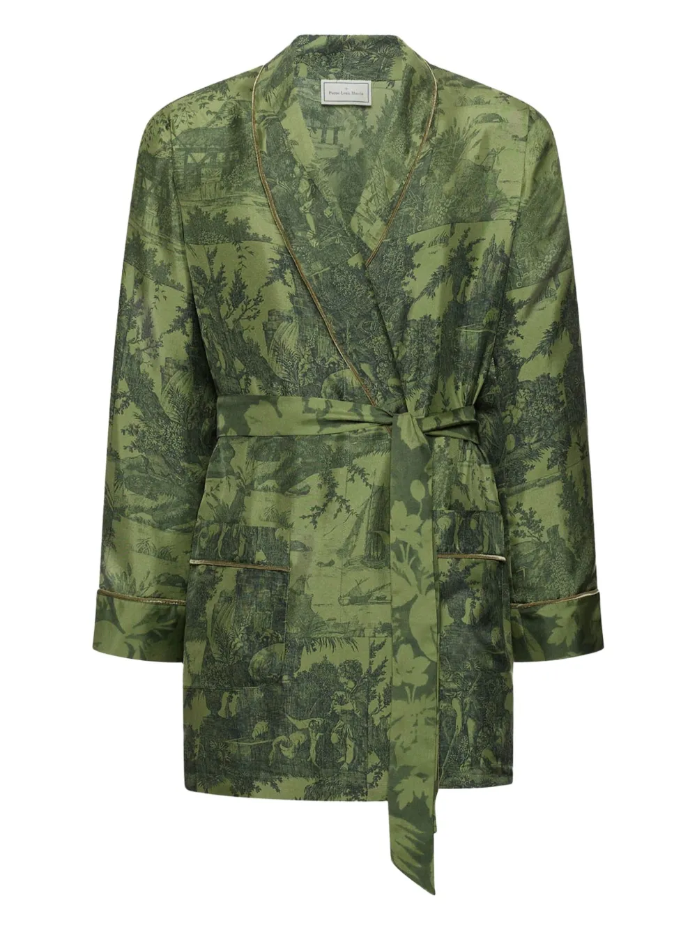 Pierre-Louis Mascia landscape-print silk robe | Green | Image 1