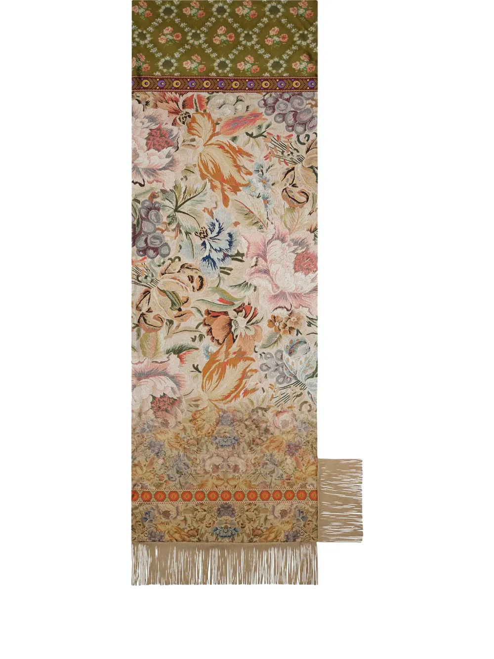 Pierre-louis Mascia Floral-tapestry Fringe Scarf In Neutral