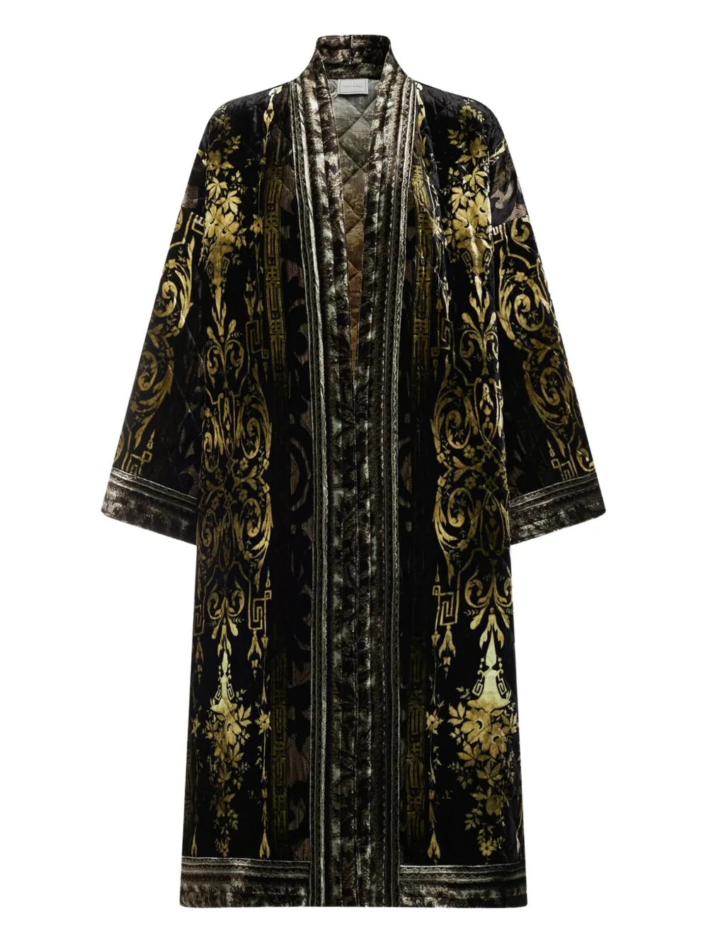 Pierre-Louis Mascia baroque-print velvet coat | Green | Image 1