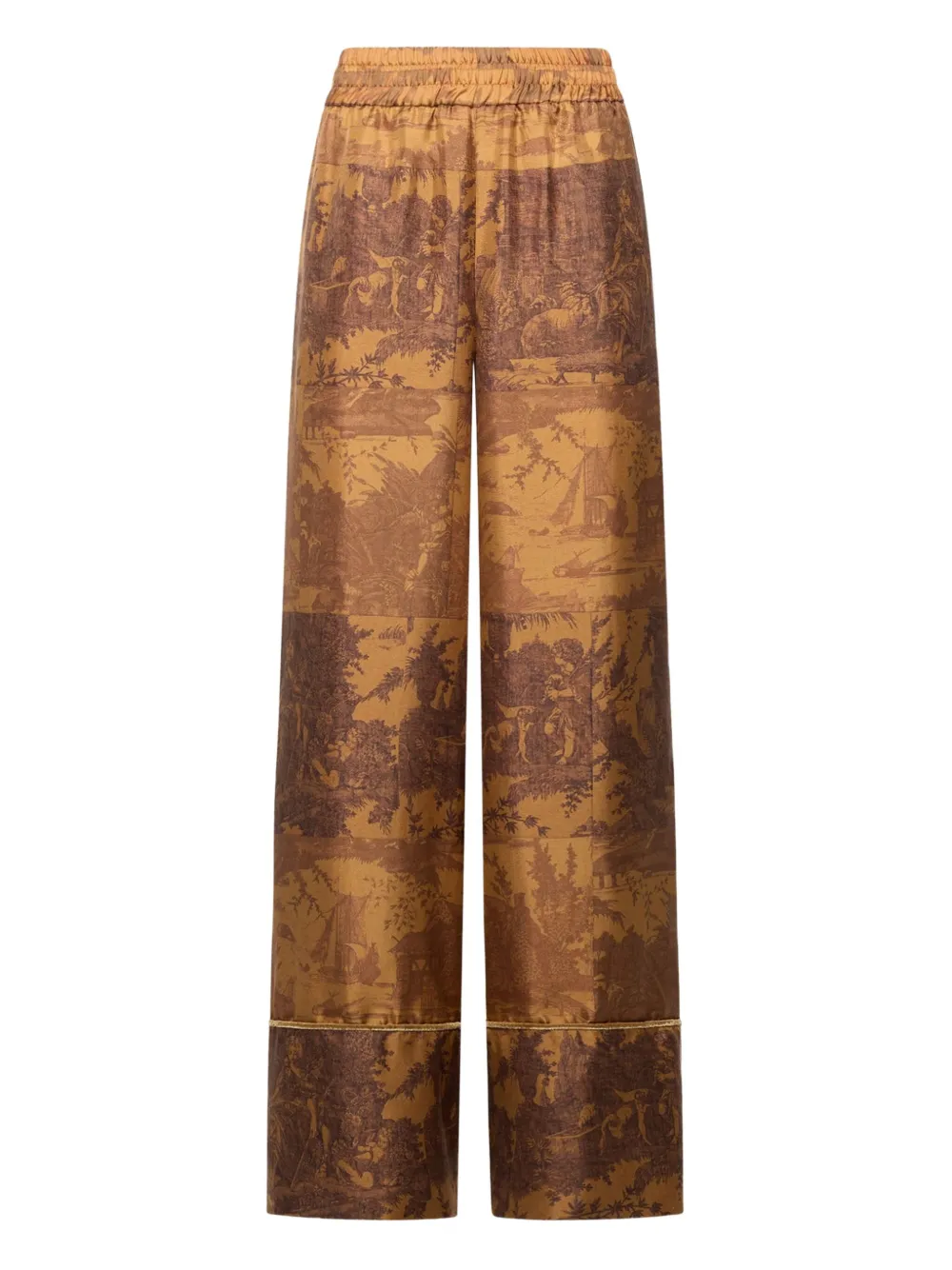Pierre-louis Mascia Toile-print Elastic-waist Trousers In Burgundy