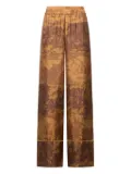 Pierre-Louis Mascia toile-print elastic-waist trousers - Brown