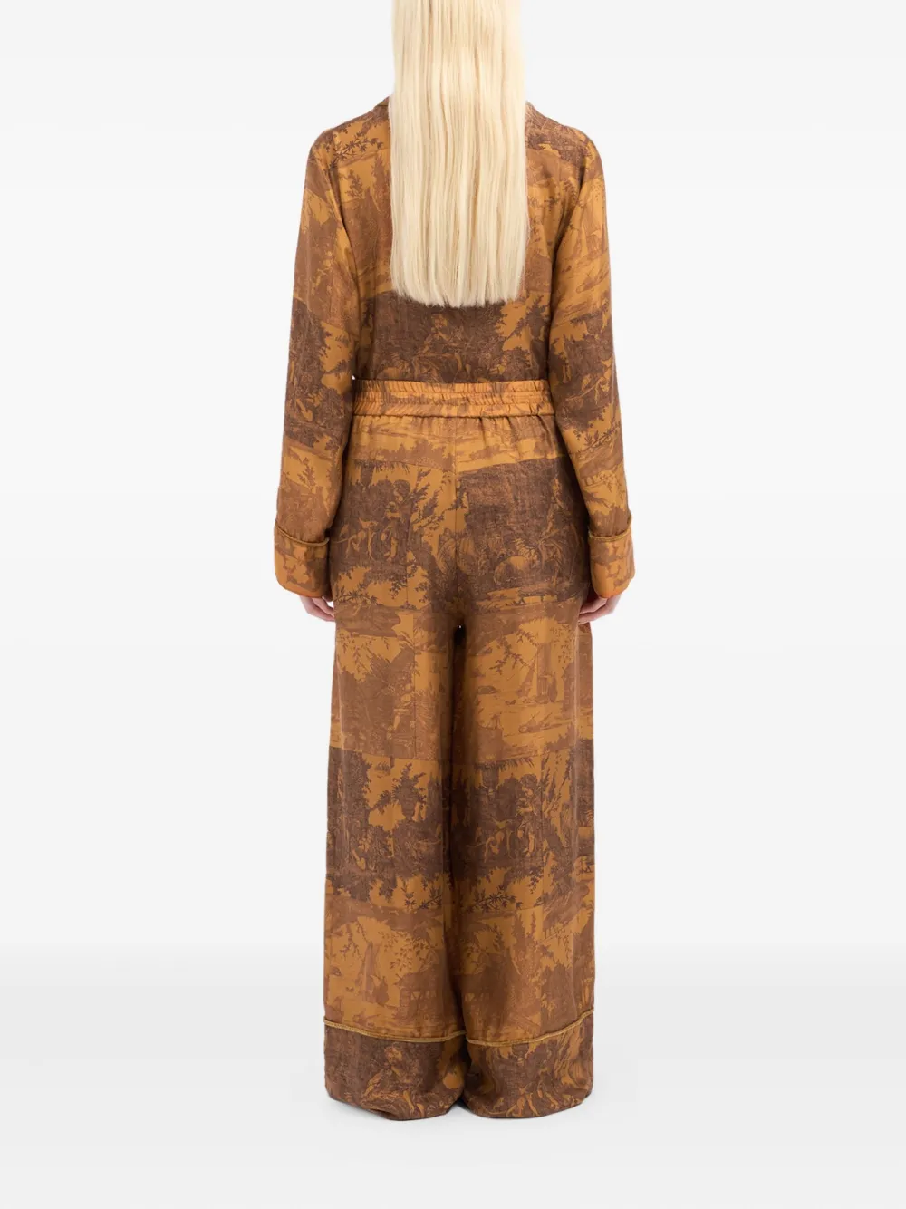 Pierre-louis Mascia Toile-print Elastic-waist Trousers In Burgundy