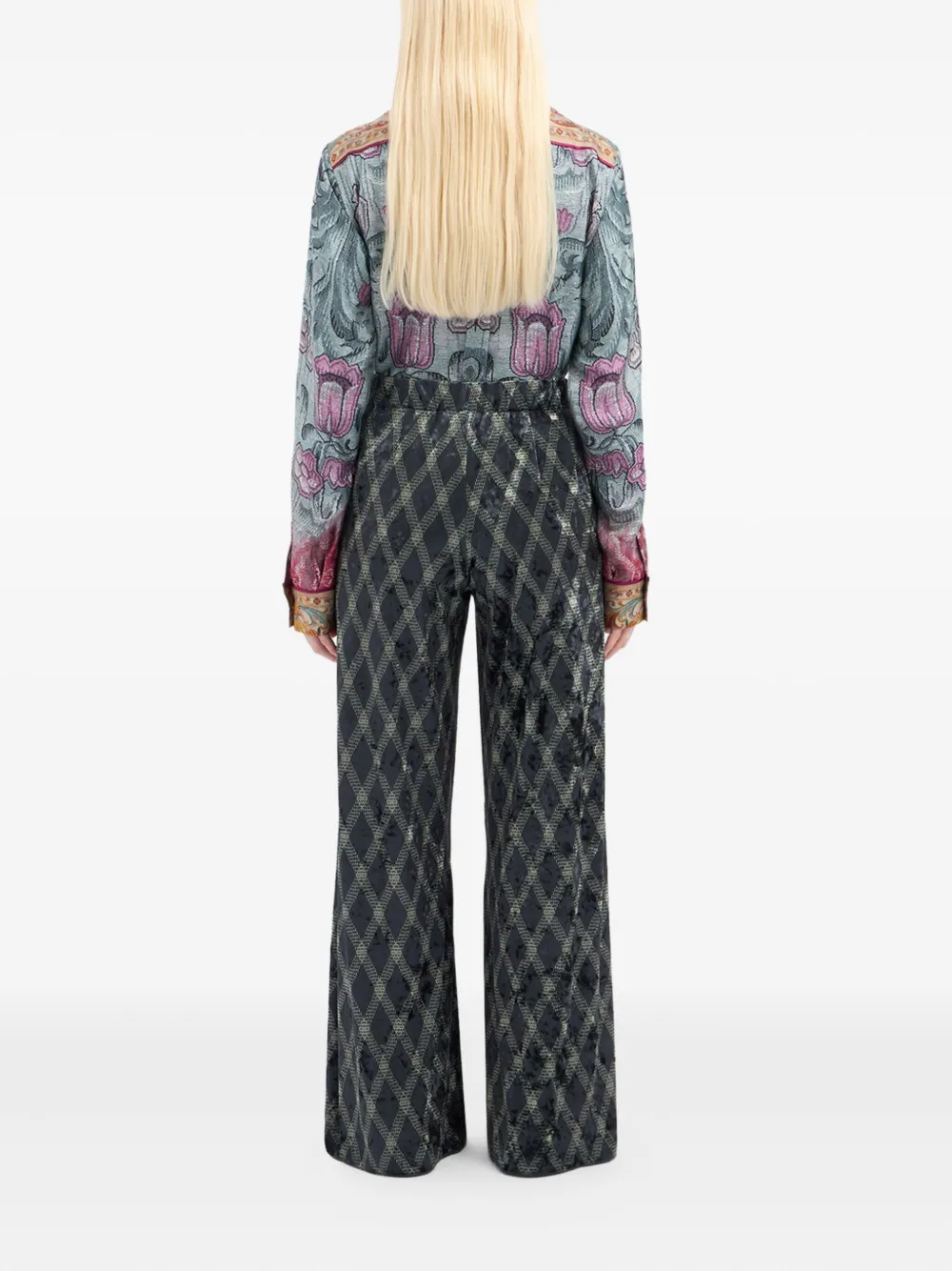 Pierre-louis Mascia Diamond-pattern Trousers In Black