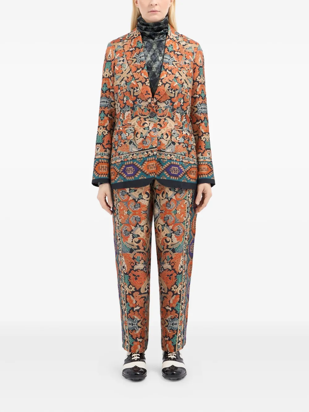 Pierre-louis Mascia Paisley-print Single-breasted Blazer In Brown