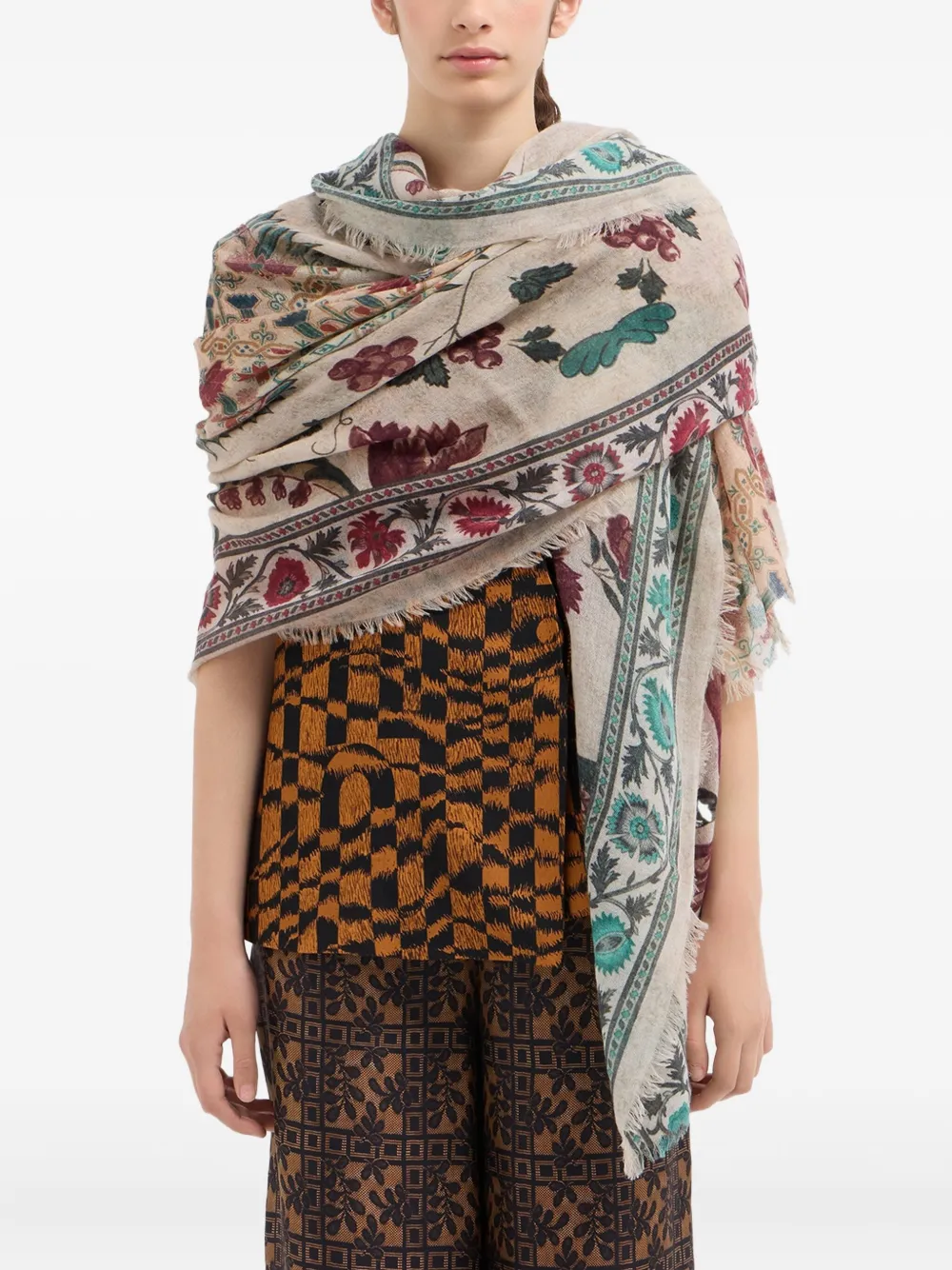Pierre-Louis Mascia floral-pattern scarf | Neutrals | Image 1