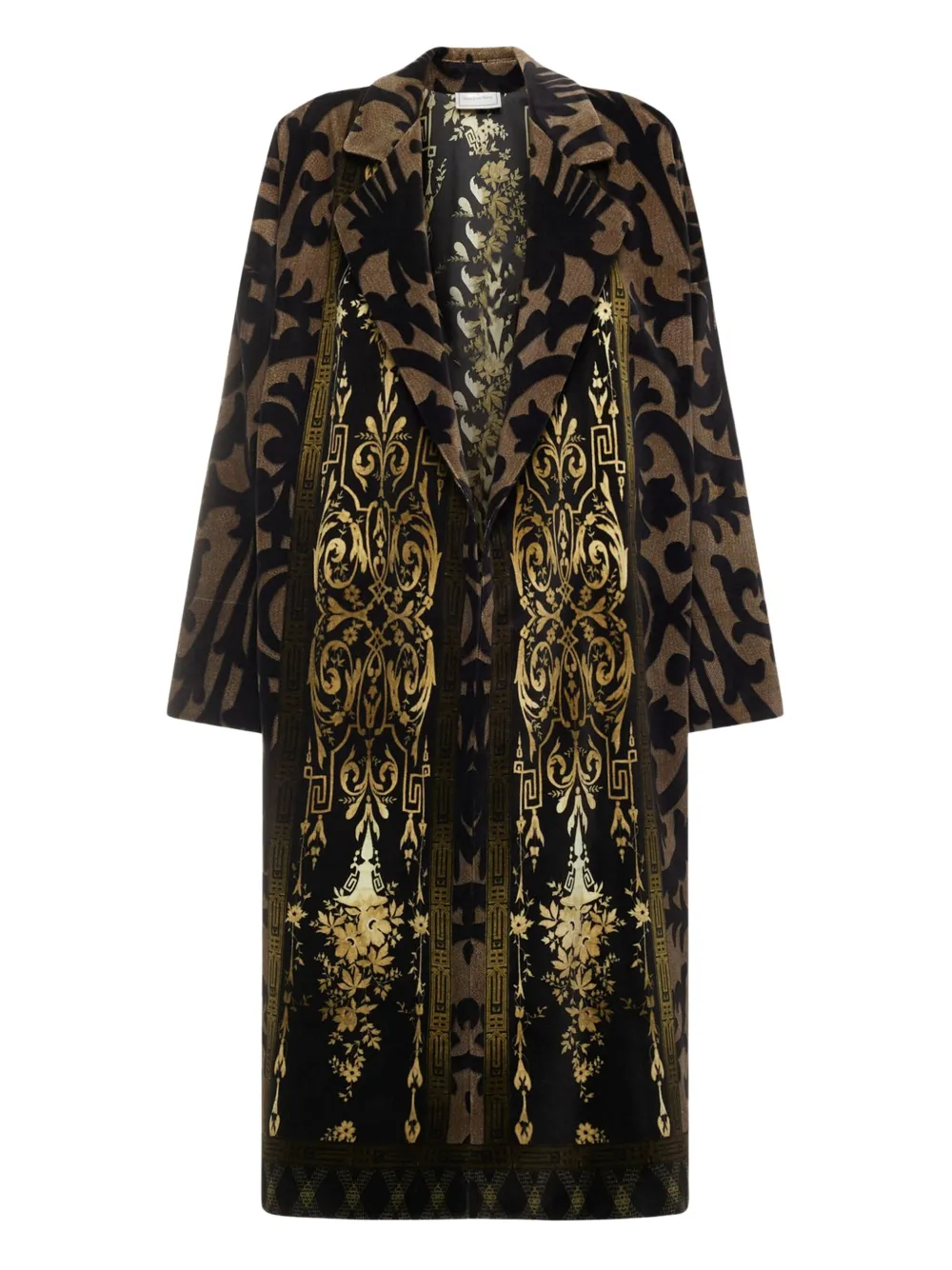 Pierre-Louis Mascia damask-print velvet coat | Brown | Image 1