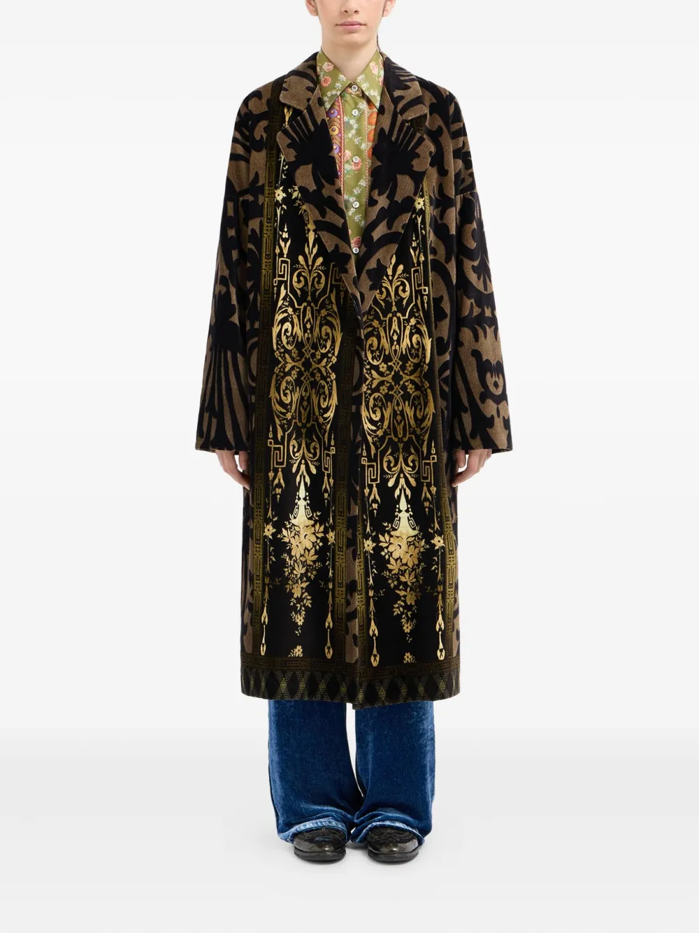 Pierre-Louis Mascia damask-print velvet coat | Single Breasted Coats | Image 2