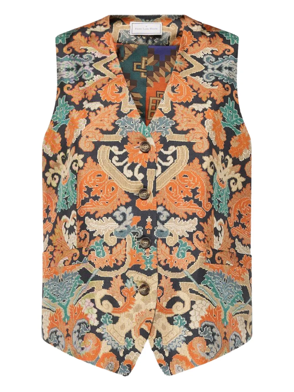Pierre-Louis Mascia geometric-pattern waistcoat | Orange | Image 1