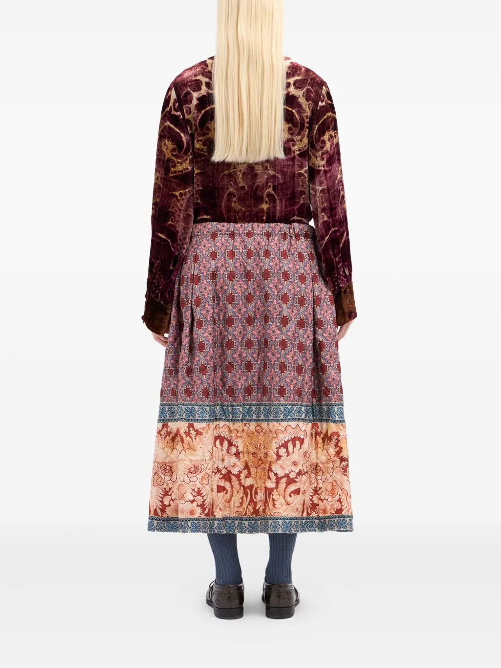 Pierre-louis Mascia Geometric-pattern Midi Skirt In Multi