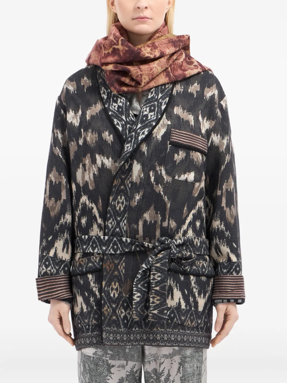 Pierre-louis Mascia Geometric-pattern Fringed Scarf In Multi