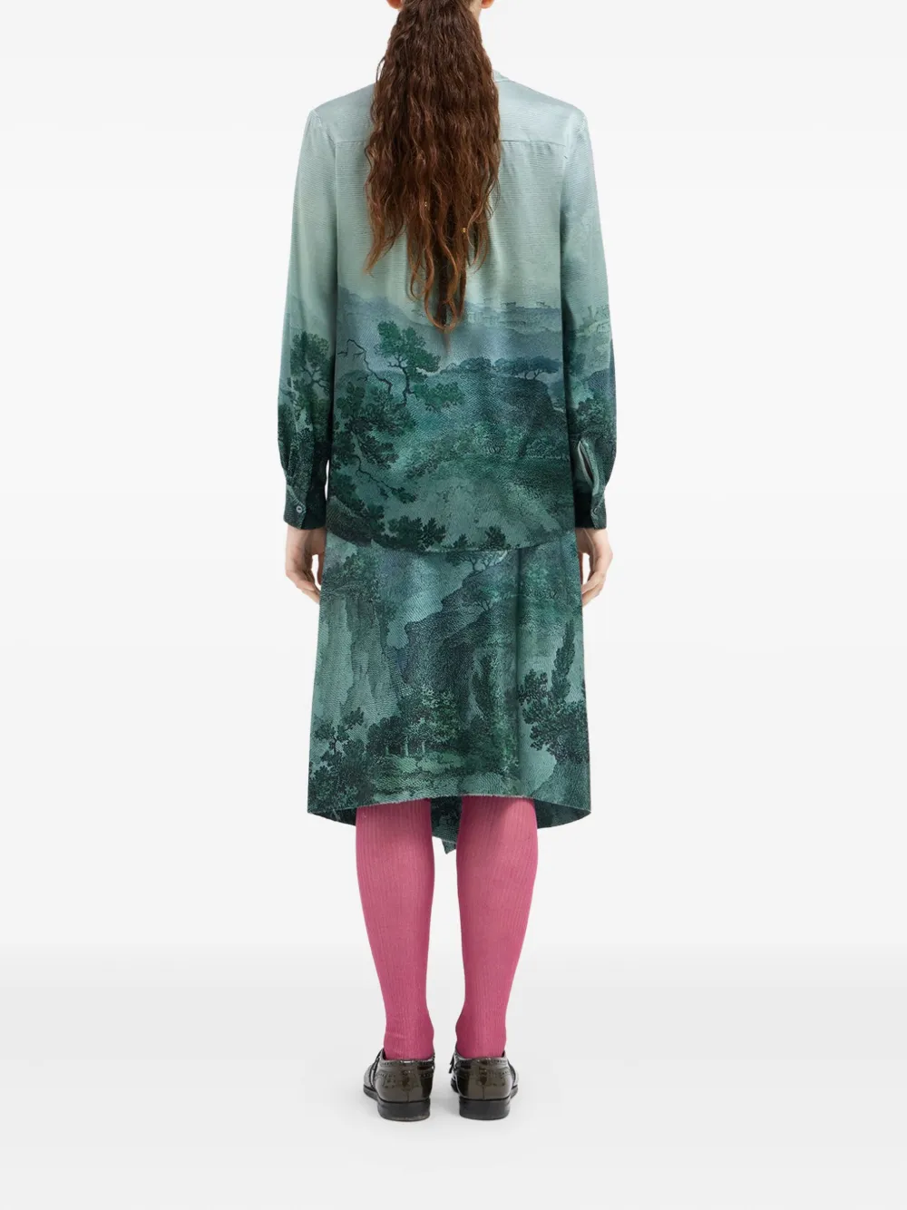 Pierre-louis Mascia Landscape-print Blouse In Green