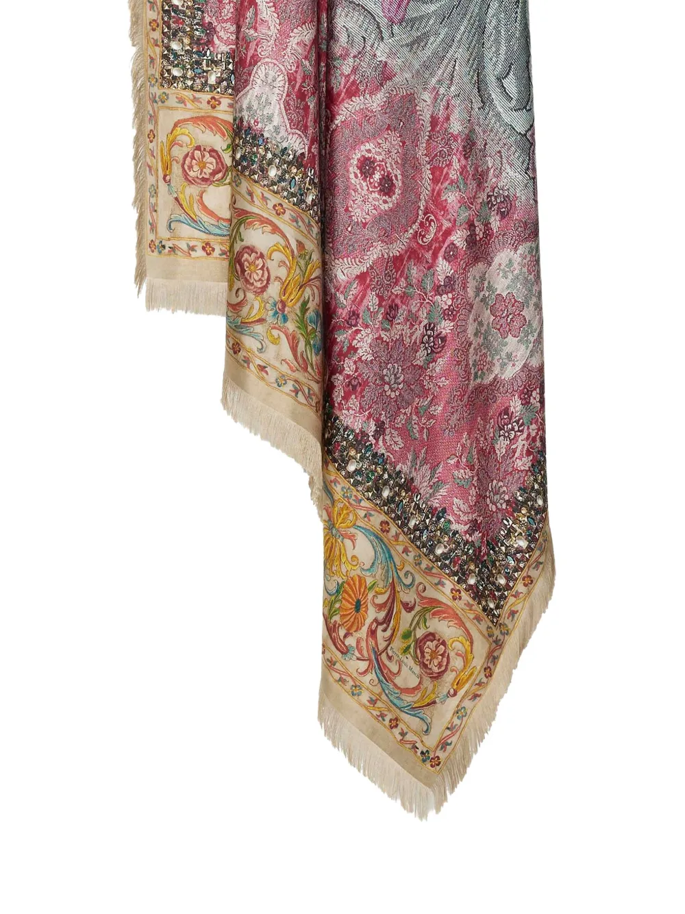 Pierre-Louis Mascia floral-pattern fringed-edges scarf | Women | Image 2
