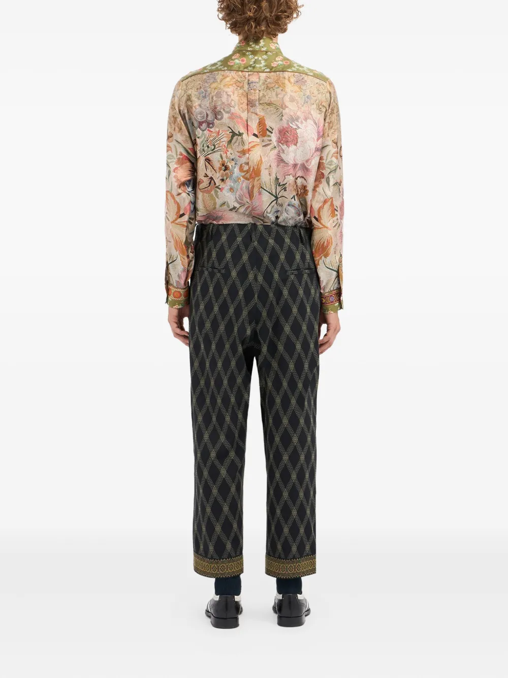 Pierre-louis Mascia Diamond-pattern Drawstring-waist Trousers In Black