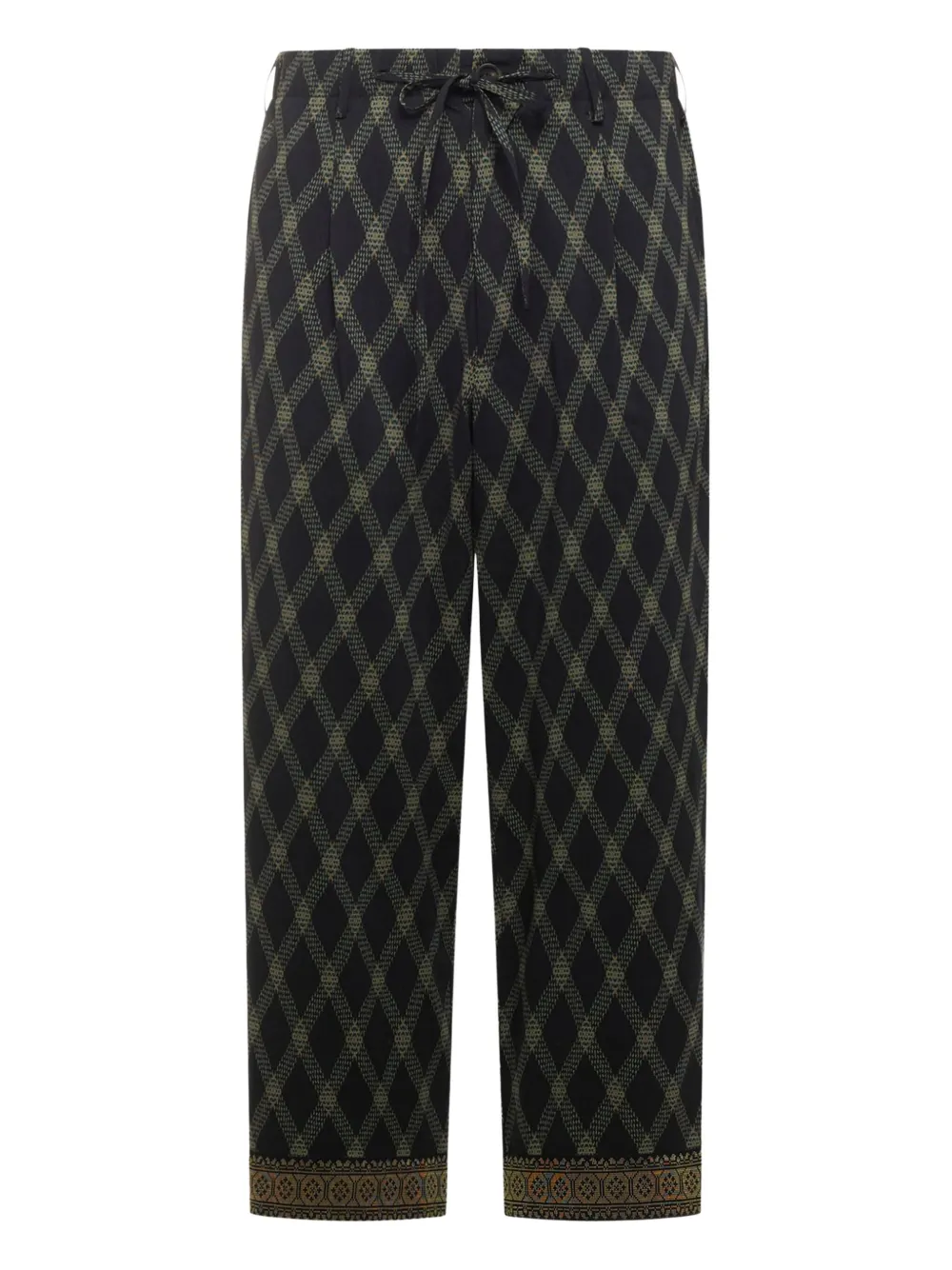 Pierre-louis Mascia Diamond-pattern Drawstring-waist Trousers In Black