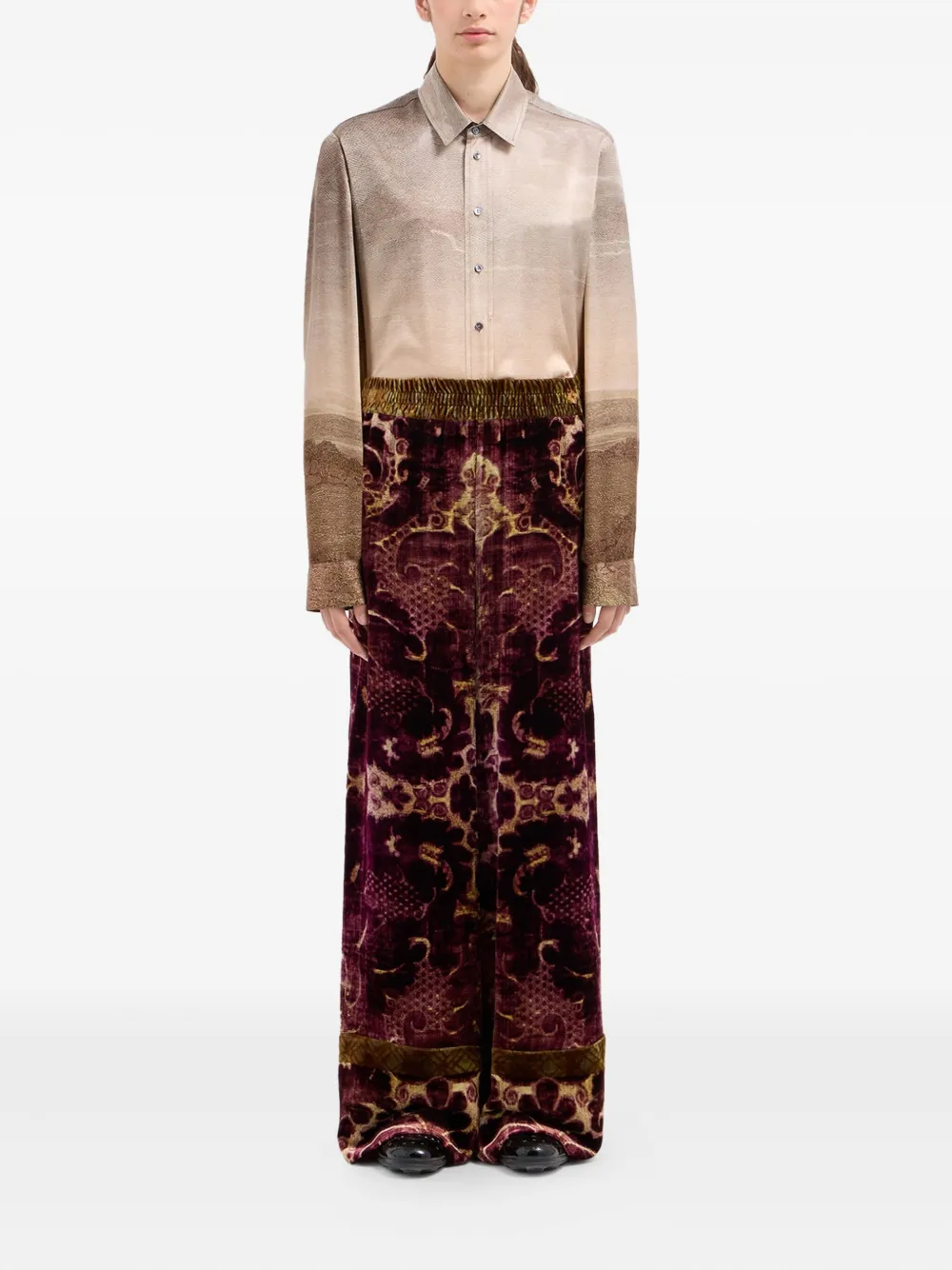 Pierre-Louis Mascia Fluwelen broek met damask-print - Rood