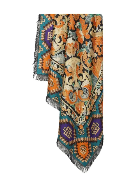 Pierre-Louis Mascia mascada con motivo geométrico y flecos