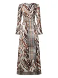 Pierre-Louis Mascia houndstooth-pattern animal-print maxi dress - Brown
