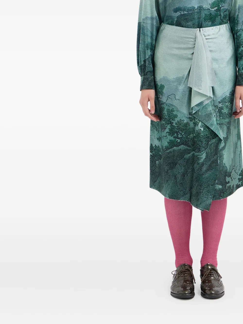 Pierre-Louis Mascia silk-blend ruffled skirt - Blu