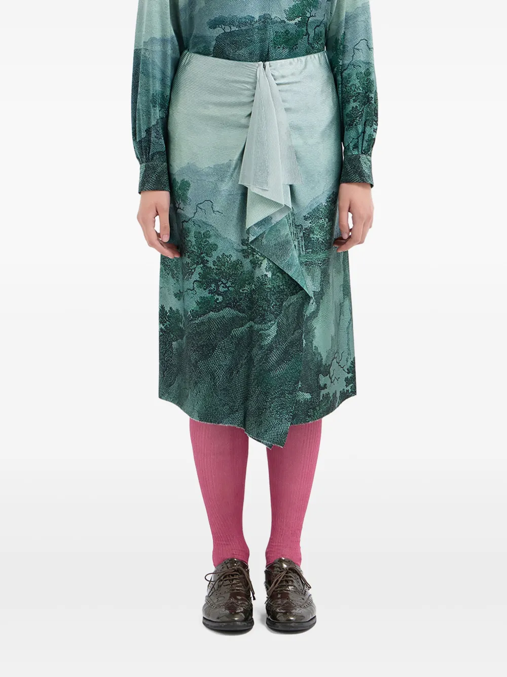 Pierre-Louis Mascia silk-blend ruffled skirt | Blue | Image 1