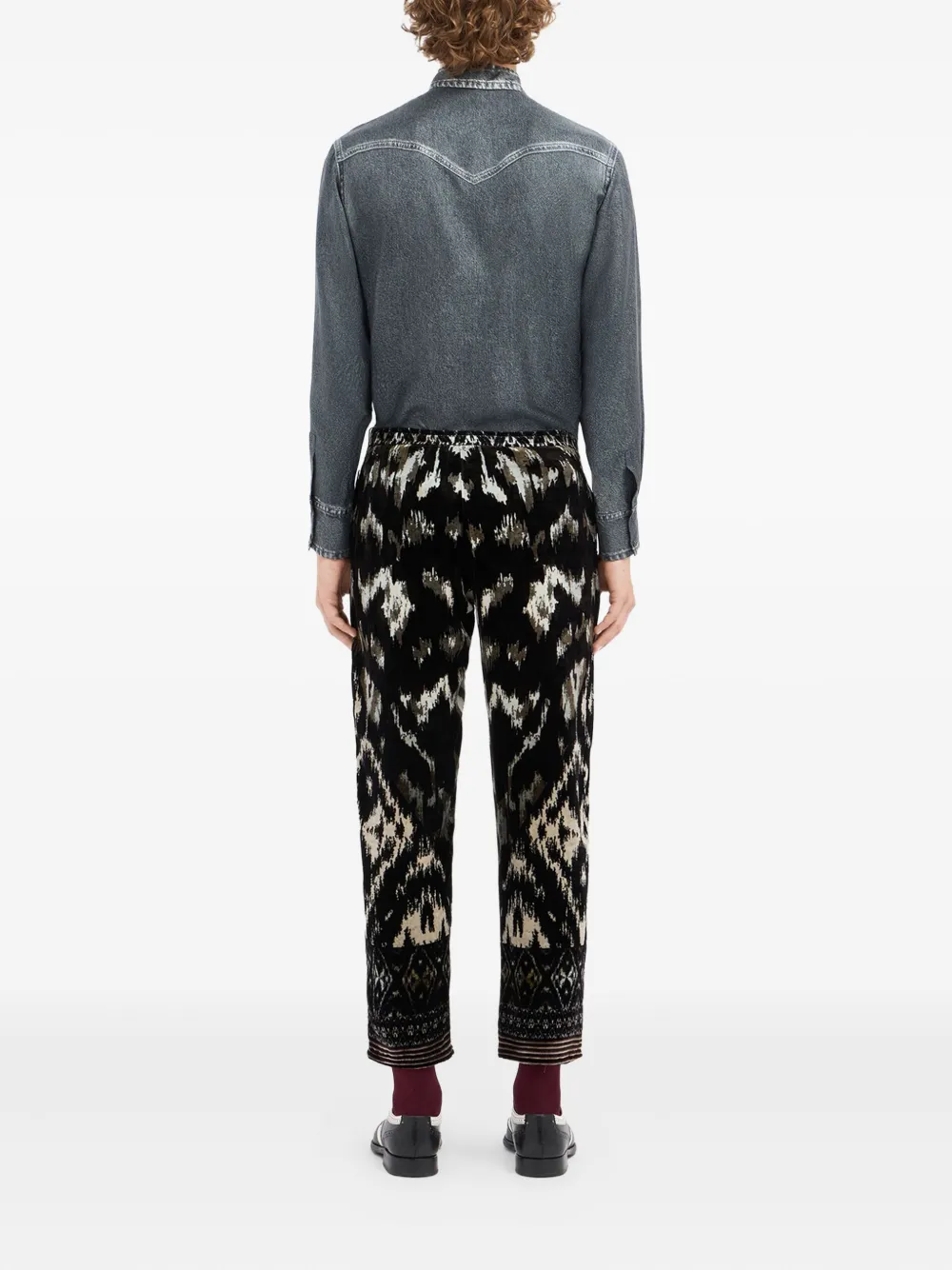 Pierre-louis Mascia All-over Print Drawstring-waist Trousers In Black