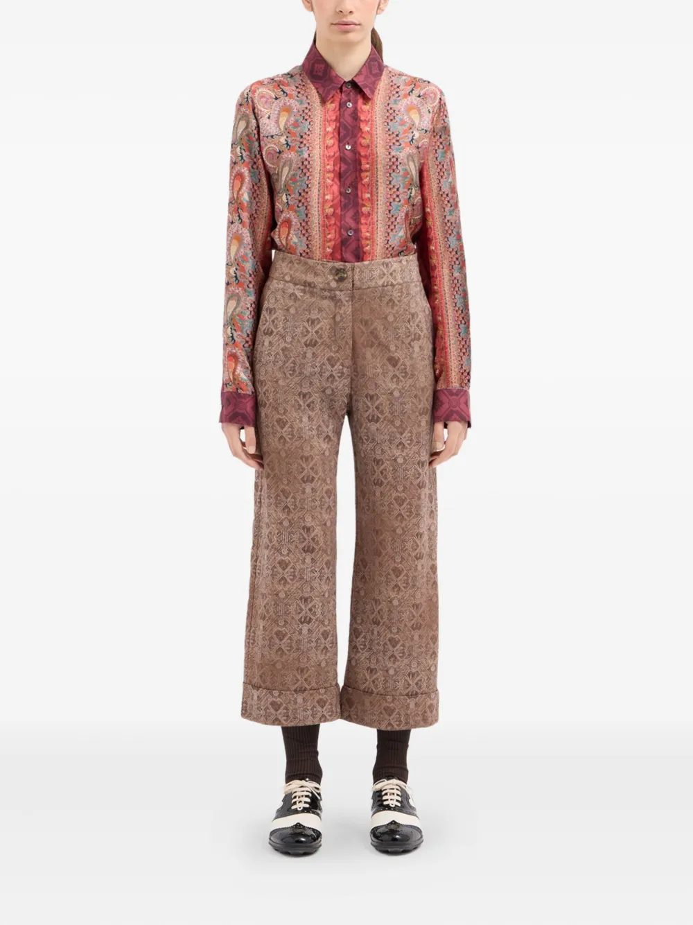 Pierre-Louis Mascia Broek met geometrisch patroon - Beige