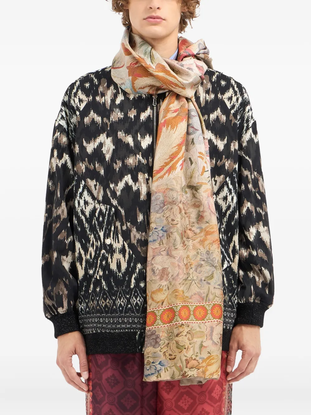 Pierre-louis Mascia Floral-pattern Rectangular-shape Scarf In Multi