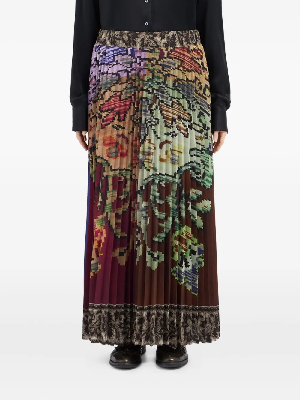 Pierre-louis Mascia Pleated Floral-print Skirt In Multi