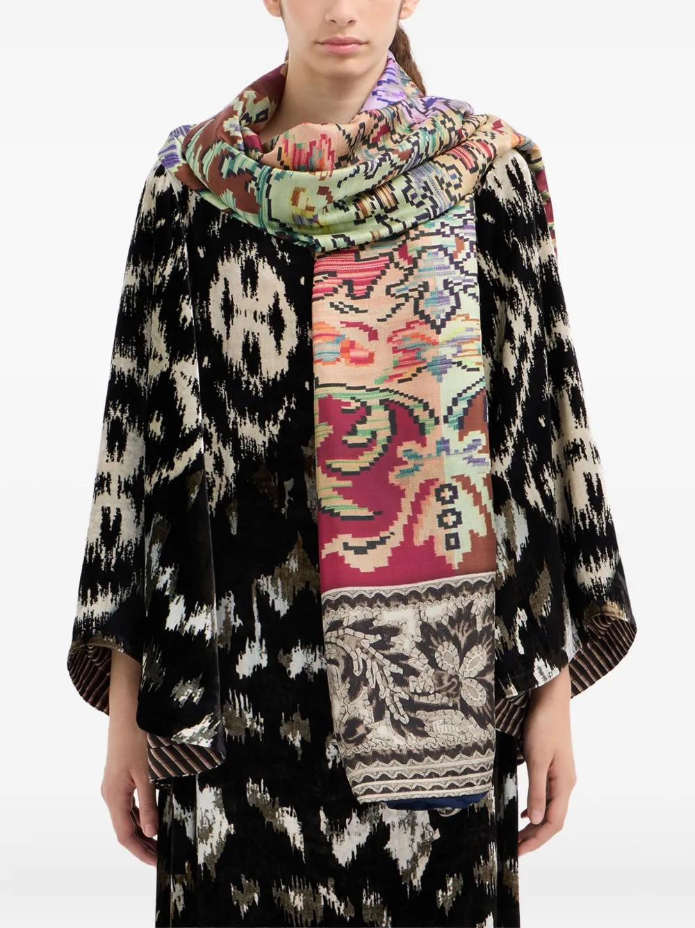 Pierre-louis Mascia Patchwork Floral Scarf In Multi