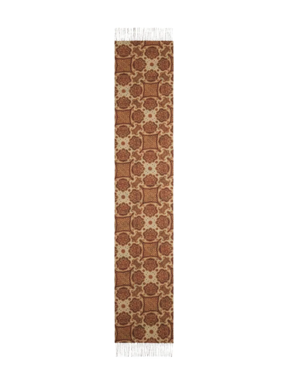 Pierre-louis Mascia Geometric-pattern Fringed-edges Scarf In Brown