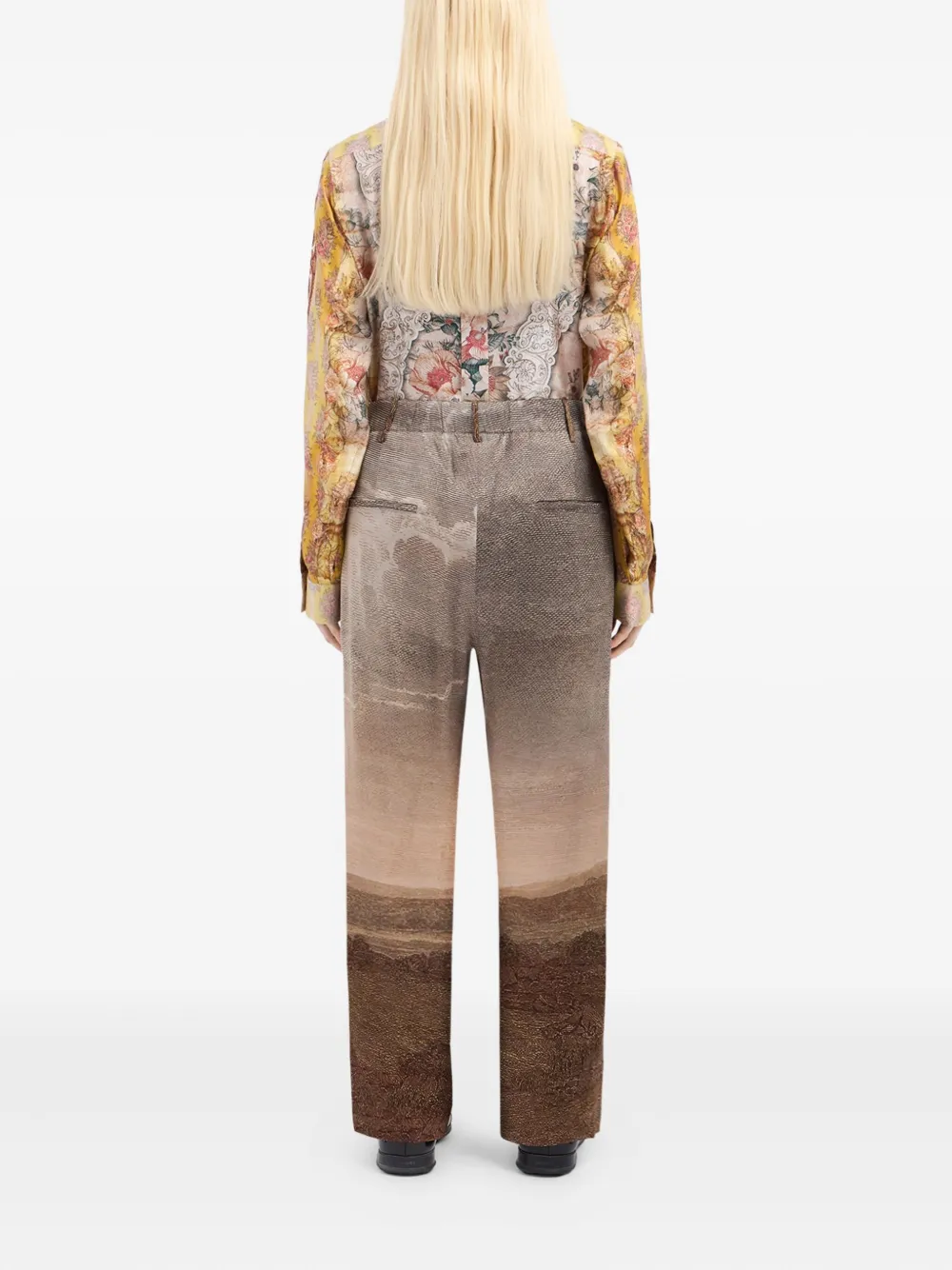 Pierre-louis Mascia Landscape-print Drawstring-waist Trousers In Multi