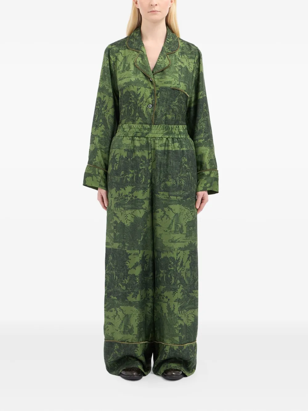 Pierre-louis Mascia Landscape-pattern Trousers In Green